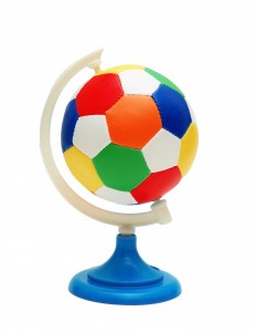 Coloured footbal as a globe